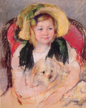 メアリー・カサット Painting - サラと犬の母親 メアリー・カサット